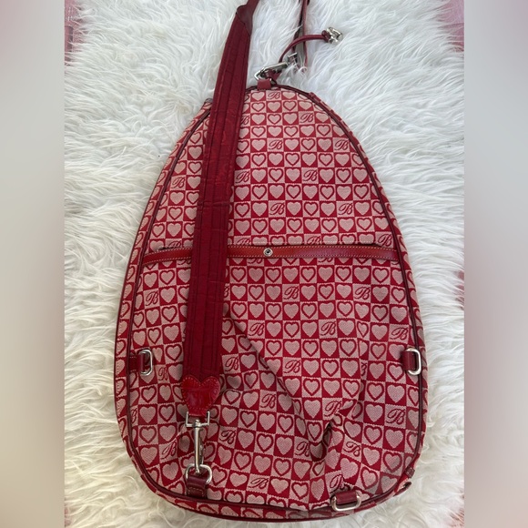 Vintage BRIGHTON Black Canvas Logo Tennis Racket Racquet Sling bag - Picture 3 of 5